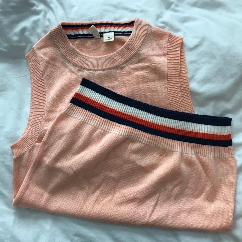 Anthropologie Moth sleeveless sweater vest pink striped